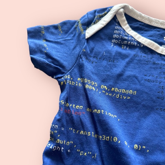 Baby Svaha Computer Programming Coding Blue With White Trim Bodysuit Sz 12 Mon - Picture 6 of 11